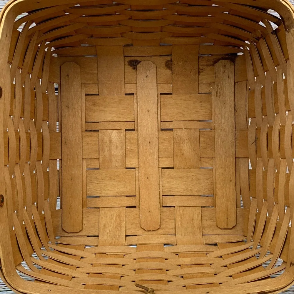Longaberger Basket 1992 Handwoven Wooden‎ Lid Picnic Basket Toggle Top